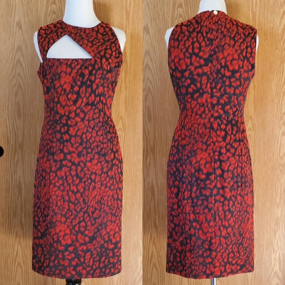 Authentic Versace Collection red/black  cutout triangle sheath dress size 46/10